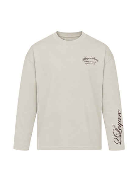 2LEGARE Force et Unite Longsleeve T-Shirt - Off-White/Dark Brown 2LEGARE 2LEGARE Force et Unite Longsleeve T-Shirt - Off-White/Dark Brown