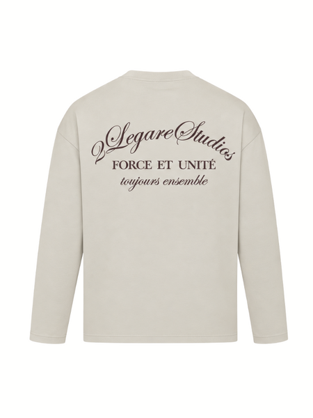2LEGARE Force et Unite Longsleeve T-Shirt - Off-White/Dark Brown 2LEGARE 2LEGARE Force et Unite Longsleeve T-Shirt - Off-White/Dark Brown