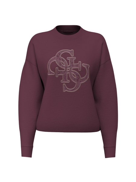 Guess LS CN EVELYN TRIANGLE LOGO SWT - REGAL PLUM Guess Guess LS CN EVELYN TRIANGLE LOGO SWT - REGAL PLUM