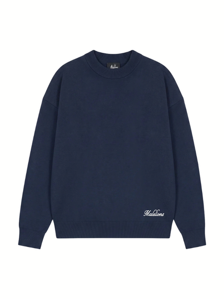 Malelions Kids Knitted Script Sweater - Navy Malelions Malelions Kids Knitted Script Sweater - Navy