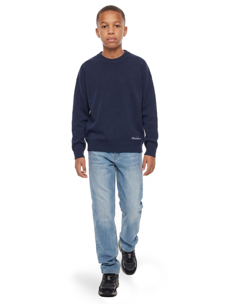 Malelions Kids Knitted Script Sweater - Navy Malelions Malelions Kids Knitted Script Sweater - Navy