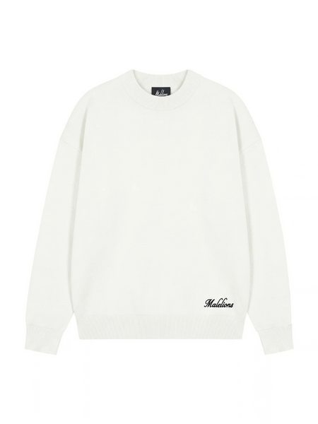 Malelions Kids Knitted Script Sweater - Off White Malelions Malelions Kids Knitted Script Sweater - Off White