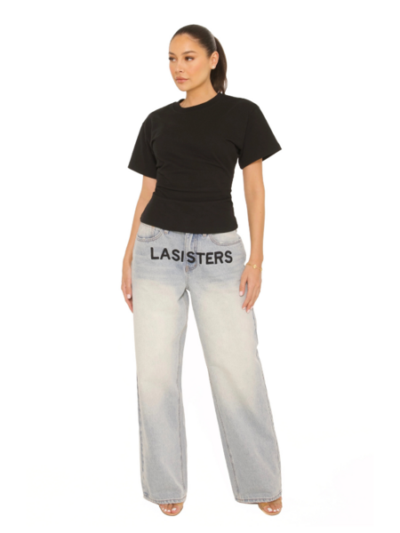 La Sisters La Sisters Embroidered Signature Jeans - Denim La Sisters Embroidered Signature Jeans - Denim