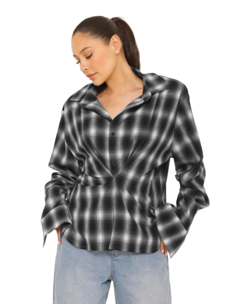 La Sisters La Sisters Oversized Checked Blouse - Black La Sisters Oversized Checked Blouse - Black