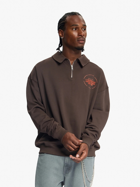 Croyez Le Galerie DArt Half-Zip Sweater - Brown Croyez Croyez Le Galerie DArt Half-Zip Sweater - Brown