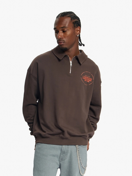 Croyez Le Galerie DArt Half-Zip Sweater - Brown Croyez Croyez Le Galerie DArt Half-Zip Sweater - Brown