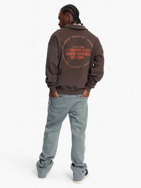 Croyez Le Galerie DArt Half-Zip Sweater - Brown Croyez Croyez Le Galerie DArt Half-Zip Sweater - Brown