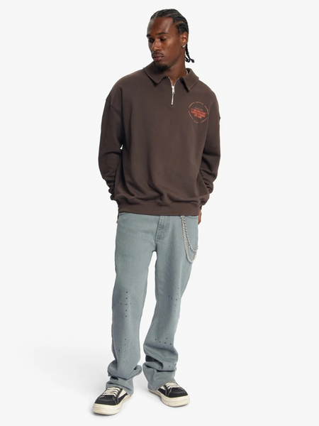 Croyez Le Galerie DArt Half-Zip Sweater - Brown Croyez Croyez Le Galerie DArt Half-Zip Sweater - Brown