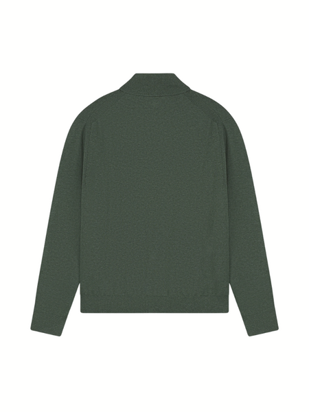 Pure Path Pure Path Flat Knit Hidden Half-Zip Sweater - Dark Army