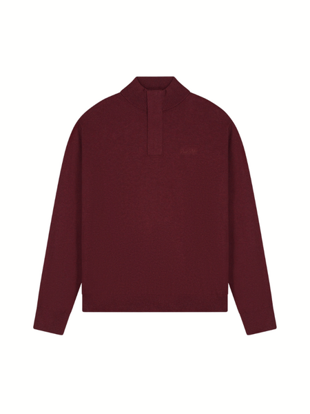 Pure Path Flat Knit Hidden Half-Zip Sweater - Wine Red Pure Path Pure Path Flat Knit Hidden Half-Zip Sweater - Wine Red