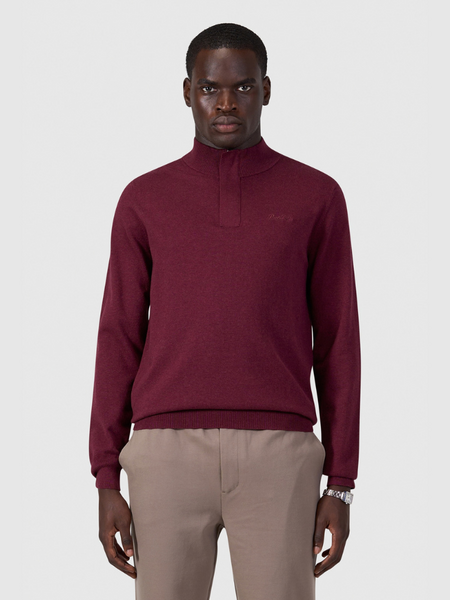 Pure Path Flat Knit Hidden Half-Zip Sweater - Wine Red Pure Path Pure Path Flat Knit Hidden Half-Zip Sweater - Wine Red