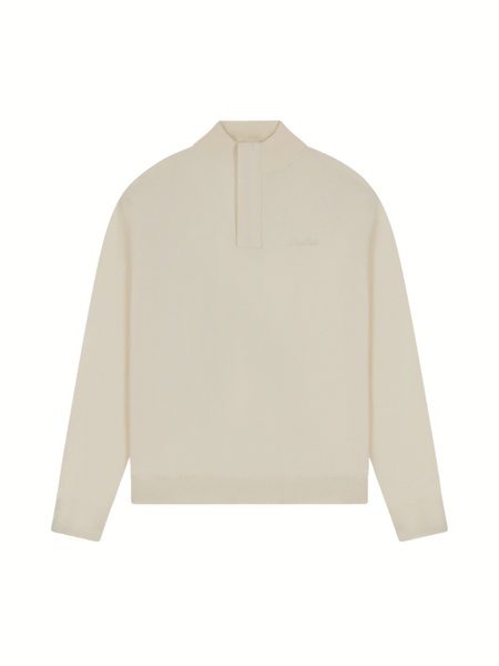 Pure Path Flat Knit Hidden Half-Zip Sweater - Ecru Pure Path Pure Path Flat Knit Hidden Half-Zip Sweater - Ecru