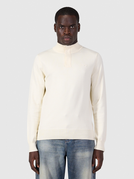 Pure Path Flat Knit Hidden Half-Zip Sweater - Ecru Pure Path Pure Path Flat Knit Hidden Half-Zip Sweater - Ecru