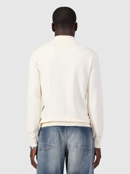 Pure Path Flat Knit Hidden Half-Zip Sweater - Ecru Pure Path Pure Path Flat Knit Hidden Half-Zip Sweater - Ecru