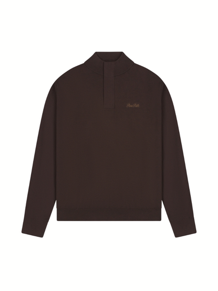 Pure Path Flat Knit Hidden Half-Zip Sweater - Dark Brown Pure Path Pure Path Flat Knit Hidden Half-Zip Sweater - Dark Brown