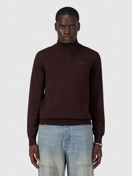 Pure Path Flat Knit Hidden Half-Zip Sweater - Dark Brown Pure Path Pure Path Flat Knit Hidden Half-Zip Sweater - Dark Brown