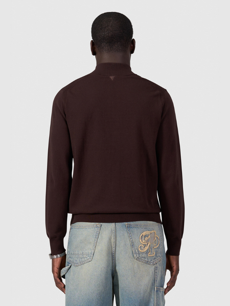 Pure Path Flat Knit Hidden Half-Zip Sweater - Dark Brown Pure Path Pure Path Flat Knit Hidden Half-Zip Sweater - Dark Brown