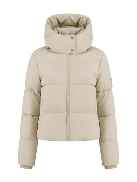 Malelions Women Emblem Puffer Jacket - Beige