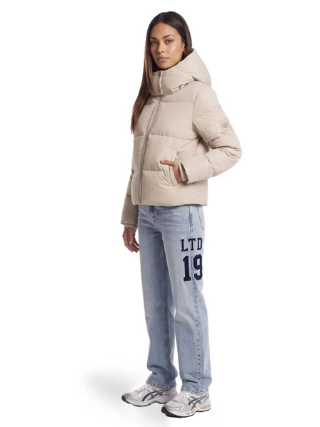 Malelions Women Emblem Puffer Jacket - Beige Malelions Malelions Women Emblem Puffer Jacket - Beige