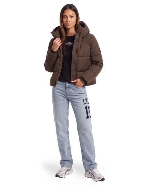 Malelions Women Emblem Puffer Jacket - Dark Brown Malelions Malelions Women Emblem Puffer Jacket - Dark Brown