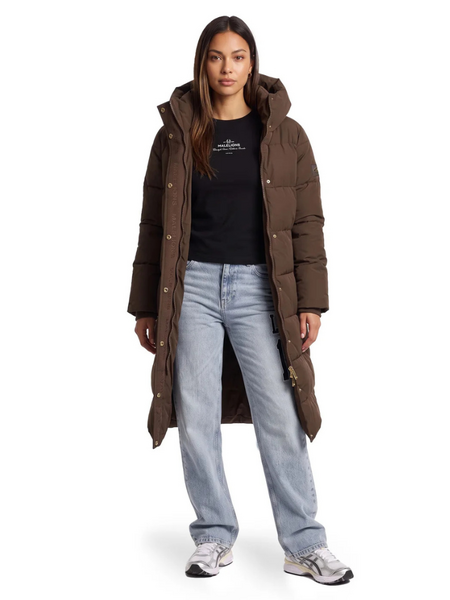 Malelions Malelions Women Emblem Long Puffer Jacket - Dark Brown