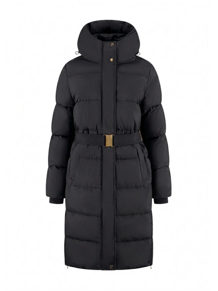 Malelions Women Emblem Long Puffer Jacket - Black