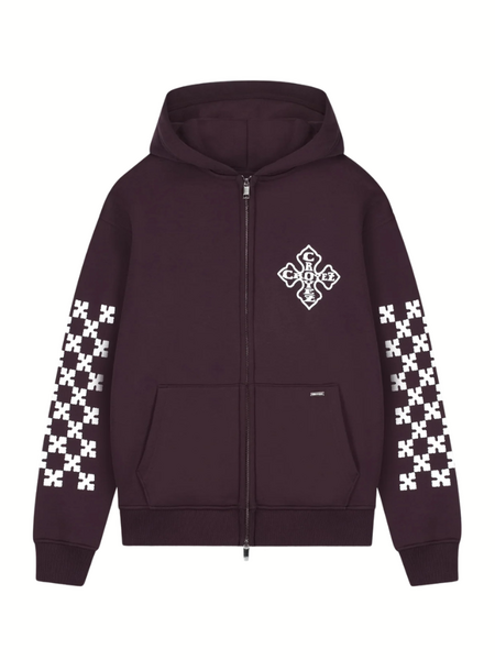Croyez Cross Zip Hoodie - Raisin Red Croyez Croyez Cross Zip Hoodie - Raisin Red