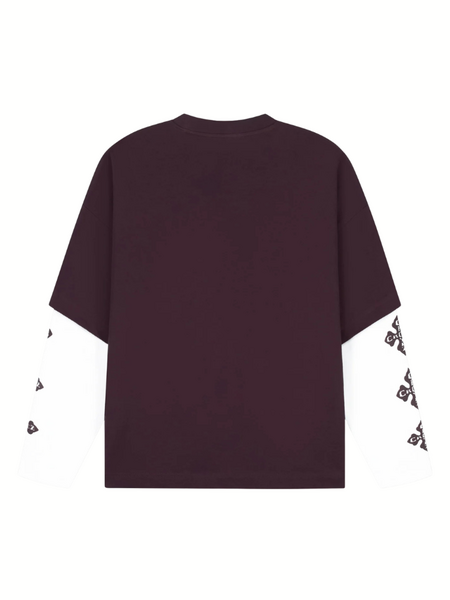 Croyez Croyez Cross Double Sleeve T-Shirt - Raisin Red
