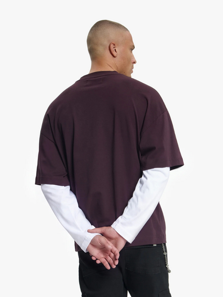 Croyez Croyez Cross Double Sleeve T-Shirt - Raisin Red