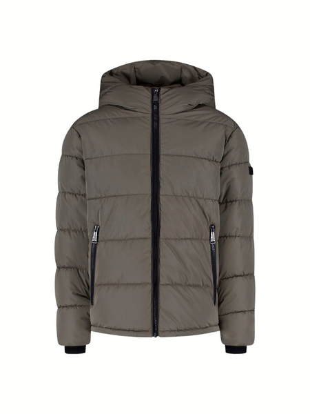 Malelions Kids Hooded Puffer Jacket - Dark Taupe Malelions Malelions Kids Hooded Puffer Jacket - Dark Taupe