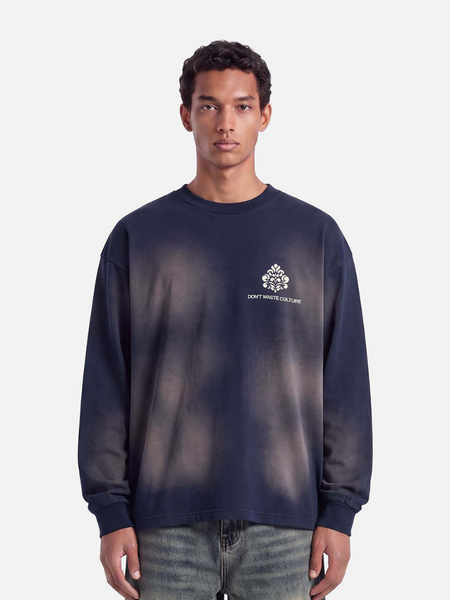 Don't Waste Culture Fade Sweater - Navy Blue