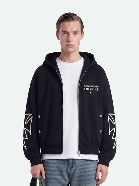 Don't Waste Culture Don't Waste Culture Velo Zip Hoodie - Black Don't Waste Culture Velo Zip Hoodie - Black