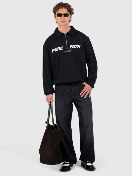 Pure Path Polo Half Zip Sweater - Black Pure Path Pure Path Polo Half Zip Sweater - Black