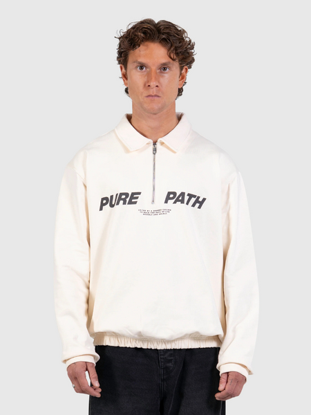 Pure Path Pure Path Polo Half Zip Sweater - Ecru Pure Path Polo Half Zip Sweater - Ecru