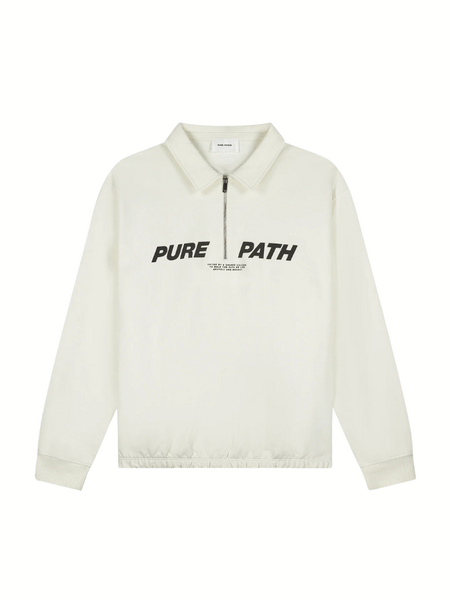 Pure Path Polo Half Zip Sweater - Ecru Pure Path Pure Path Polo Half Zip Sweater - Ecru
