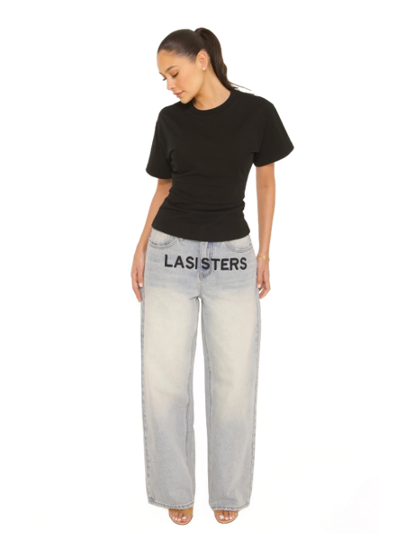 La Sisters Embroidered Signature Jeans - Denim La Sisters La Sisters Embroidered Signature Jeans - Denim