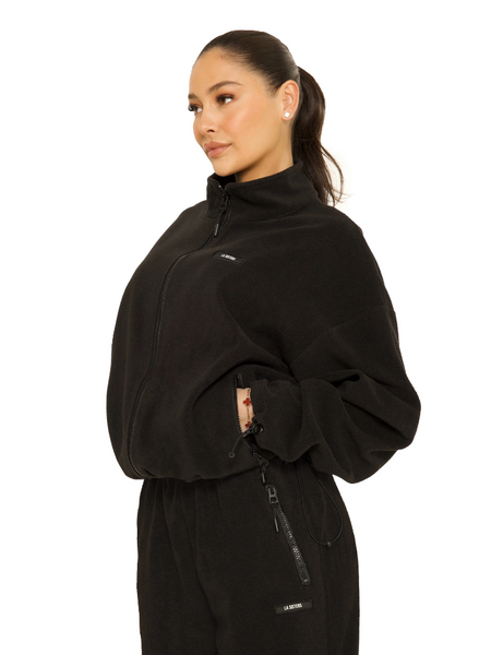 La Sisters La Sisters Fleece Zip Up Jacket - Black La Sisters Fleece Zip Up Jacket - Black