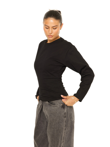 La Sisters La Sisters Long Sleeve Oversized Waist Tee - Black
