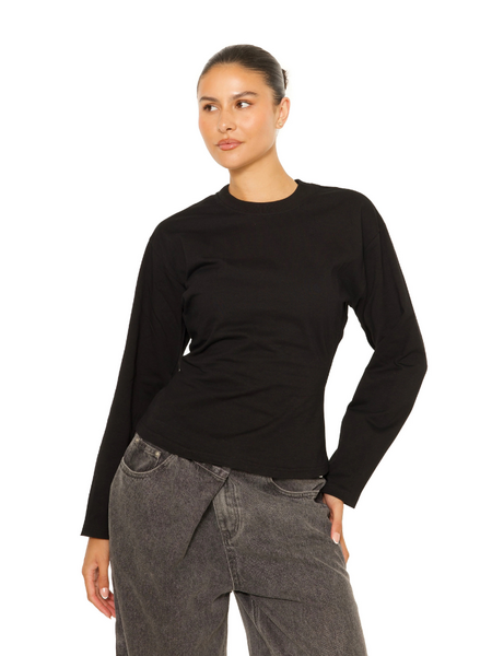 La Sisters La Sisters Long Sleeve Oversized Waist Tee - Black La Sisters Long Sleeve Oversized Waist Tee - Black