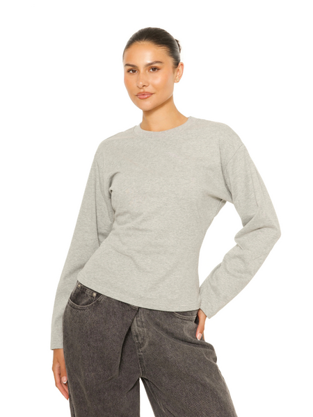 La Sisters La Sisters Long Sleeve Oversized Waist Tee - Grey La Sisters Long Sleeve Oversized Waist Tee - Grey