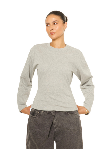 La Sisters La Sisters Long Sleeve Oversized Waist Tee - Grey