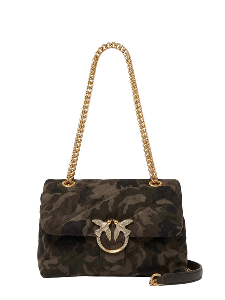 PINKO LOVE PUFF MINI CL SUEDE PRINT - MULT.MILITAR GREEN-GOLD Pinko PINKO LOVE PUFF MINI CL SUEDE PRINT - MULT.MILITAR GREEN-GOLD