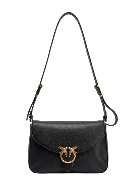 PINKO LOVE SATCHEL CLASSIC VITELLO MORBI - BLACK-ANTIQUE GOLD Pinko PINKO LOVE SATCHEL CLASSIC VITELLO MORBI - BLACK-ANTIQUE GOLD