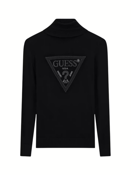 Guess LS TN Hallie Triangle Logo Sweater - Jet Black