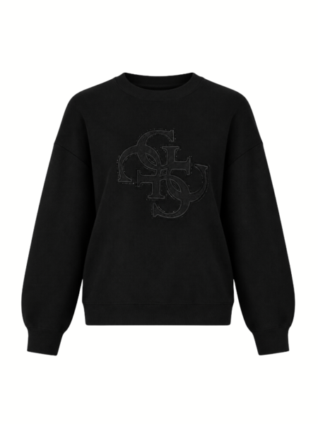 Guess LS CN Evelyn Triangle Logo Sweater - Jet Black Guess Guess LS CN Evelyn Triangle Logo Sweater - Jet Black