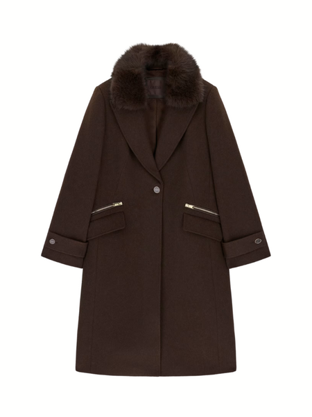 Guess New Karole Fur Collar Coat - Regal Brown Guess Guess New Karole Fur Collar Coat - Regal Brown