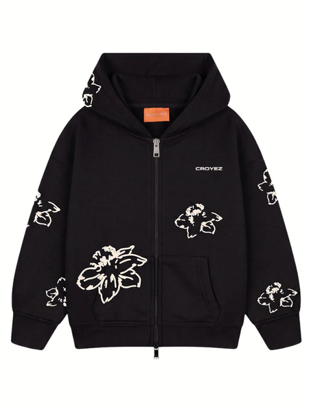 Croyez Mini Initial Flower Zip Hoodie - Black Croyez Croyez Mini Initial Flower Zip Hoodie - Black