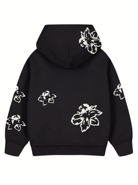 Croyez Mini Initial Flower Zip Hoodie - Black Croyez Croyez Mini Initial Flower Zip Hoodie - Black