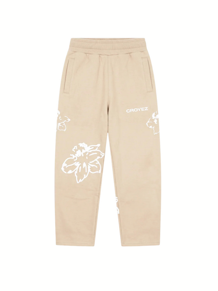 Croyez Mini Initial Flower Straight Leg Pants - Sand Croyez Croyez Mini Initial Flower Straight Leg Pants - Sand