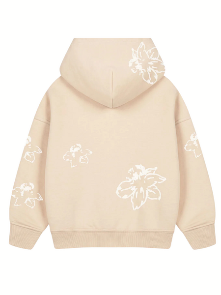 Croyez Mini Initial Flower Zip Hoodie - Sand Croyez Croyez Mini Initial Flower Zip Hoodie - Sand